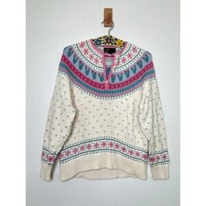 Vintage Eddie Bauer Fair Isles Nordic Henley Sweater Size Medium
